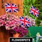 G128 50 Pack Handheld United Kingdom UK Stick Flags | 12x18 In | Printed 150D Polyester, Country Flag, Solid Wooden Stick, Spear Gold Tip